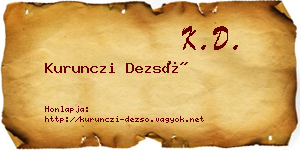 Kurunczi Dezső névjegykártya