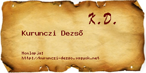 Kurunczi Dezső névjegykártya